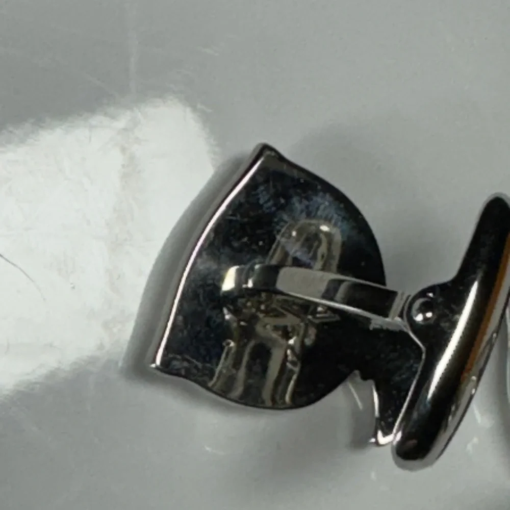 Roundtree & Yorke Silver Money Bag Cufflinks Green Dollar Sign‎
